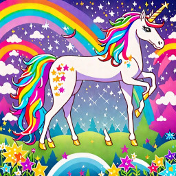 ai generated image of a majestic unicorn with a flowing rainbow colored mane set in a dreamy pastel landscape showcasing intricate details and magical lighting download 75